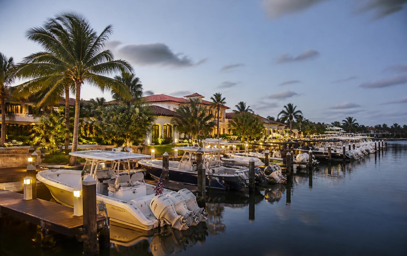 Boca Raton, FL marina at sunset